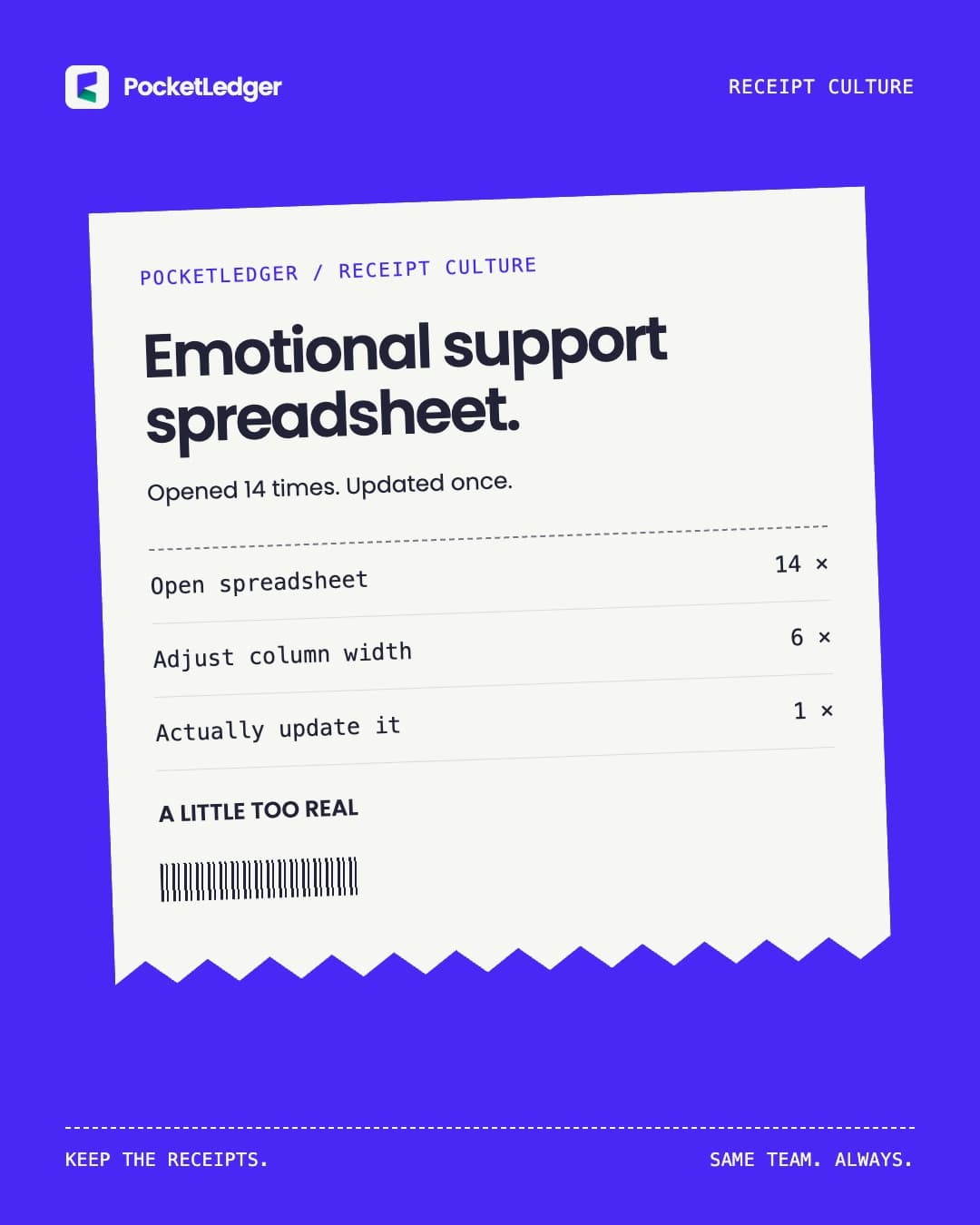Emotional support spreadsheet.